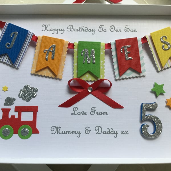 Handmade Personalised Birthday Card Keepsake Son Grandson Any Age 1st 2 3 Boxed