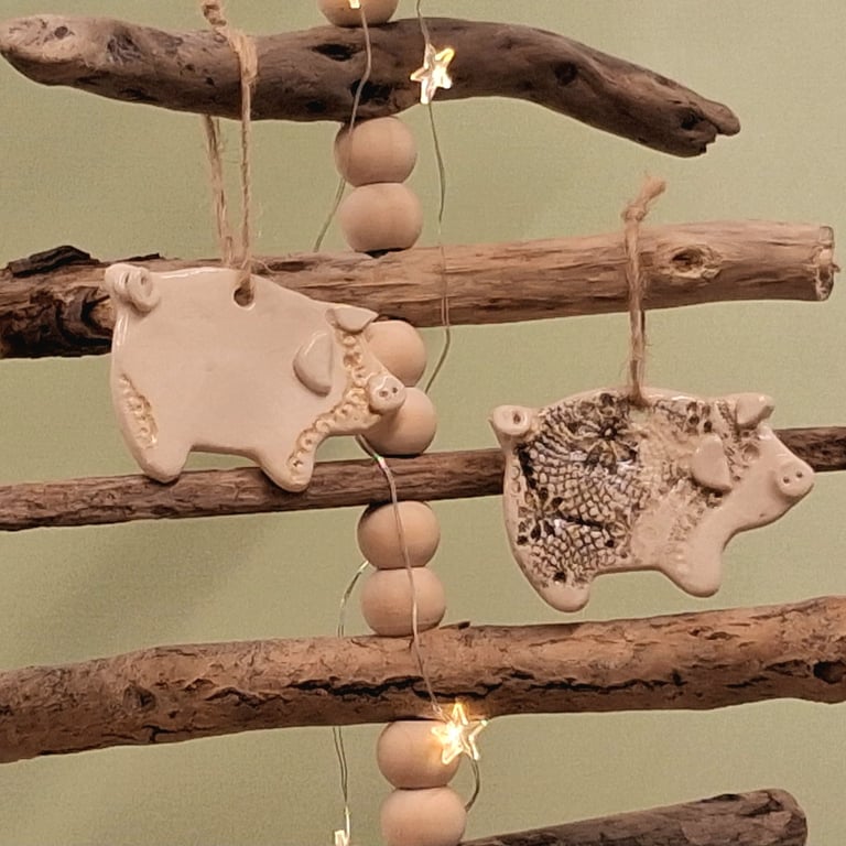 Ceramic pig hanging decoration