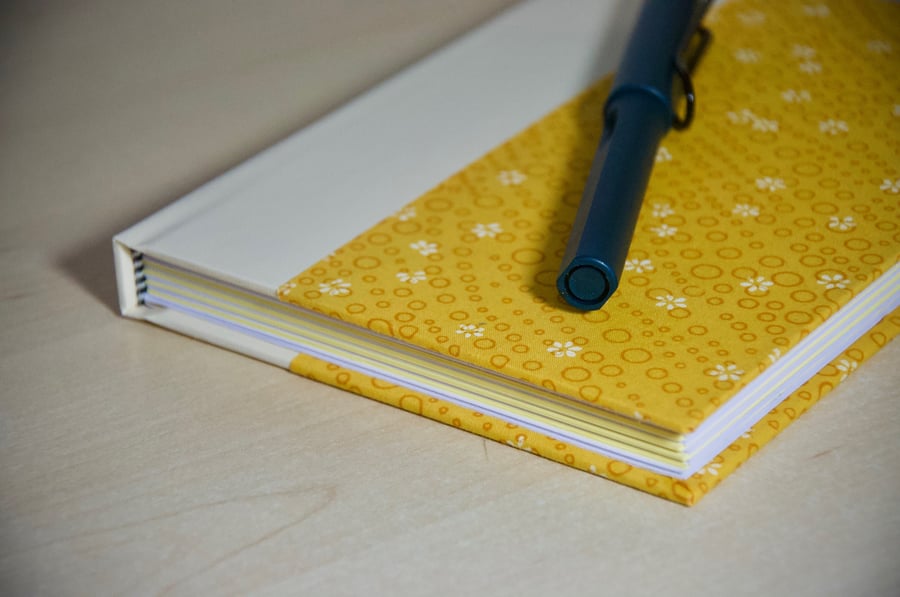 Quarter-bound Hardback Notebook with fabric cover
