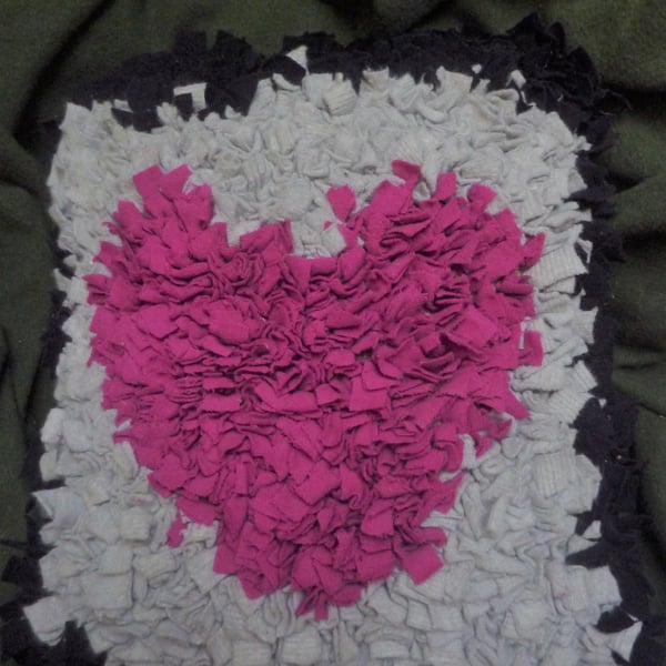 Traditional Proddy Rag Rug Cushion Upcycled Felted Jumpers