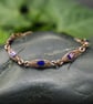 Herringbone Wire Weave Chain Bracelet with Cobalt Blue AB Glass Cube Beads - Image 2