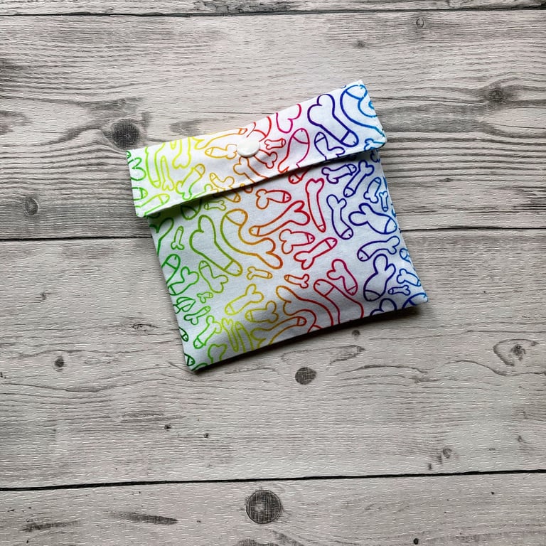 Fun willy print cotton sanitary pouch. Feminine products holder. Face mask bag. 