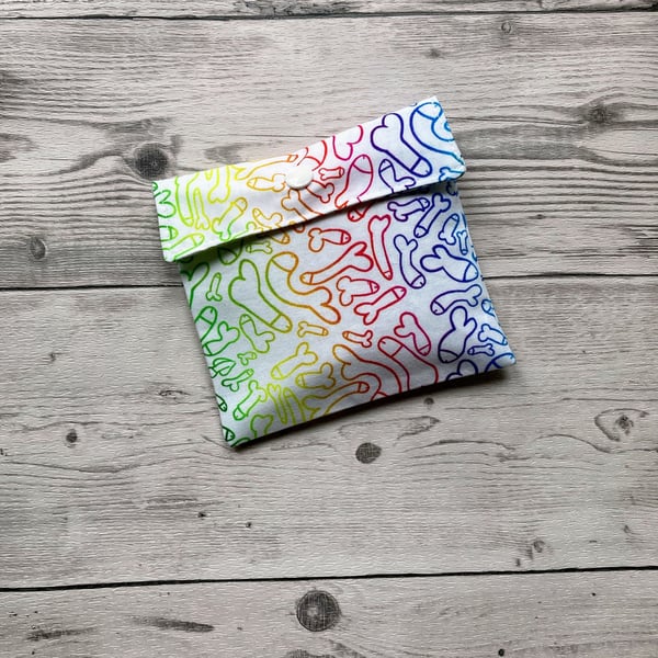 Fun willy print cotton sanitary pouch. Feminine products holder. Face mask bag. 