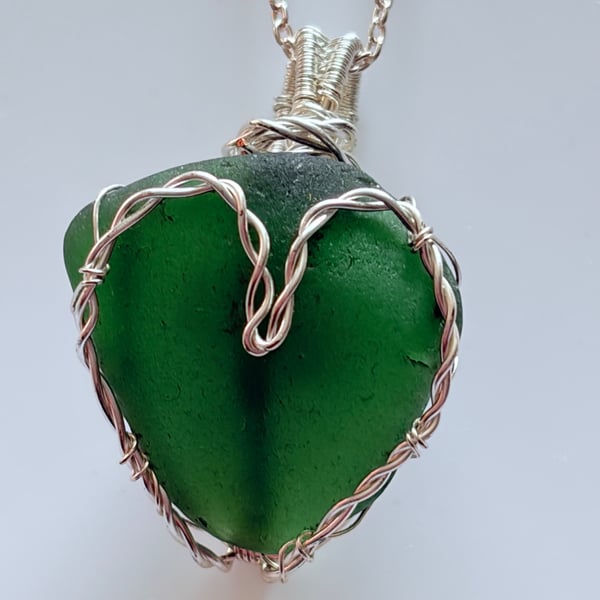 Scottish Sea Glass Necklace – Genuine Beach Glass Pendant – Handmade Coast heart