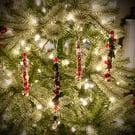 Set of 4 Boho Hanging Christmas Decorations Made from Upcycled Thrifted & Scraps