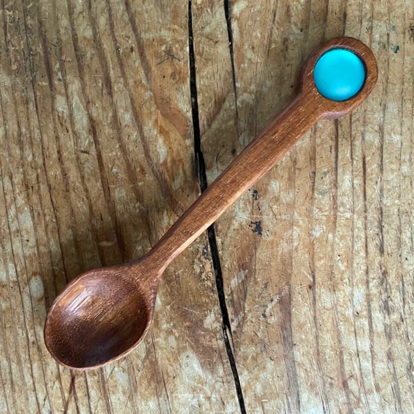 Iroko Long Handle Teaspoon with Lucite Cabochon