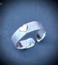 Silver Toe Ring with Gold Heart, Sterling Silver toe ring, adjustable toe ring, 
