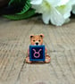Taurus Bear Pin, Handmade Tiny Star Sign Wooden Teddy Badge