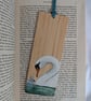 Hand Painted Bamboo Wood Bookmark, Swan - Image 1