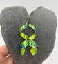 lime green aluminium spiral earrings with cow parsley print