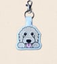 Kawaii Goldendoodle Keyring - Embroidered Faux Leather Dog Bag Charm