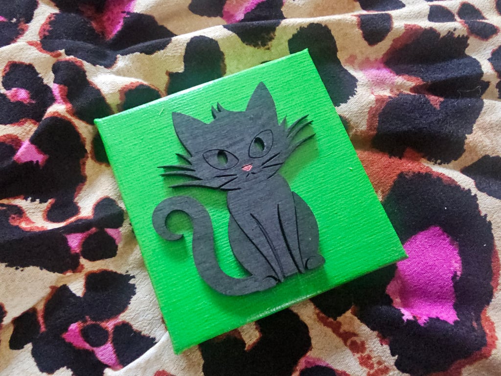 Mini Spooky Cat Wood & Canvas