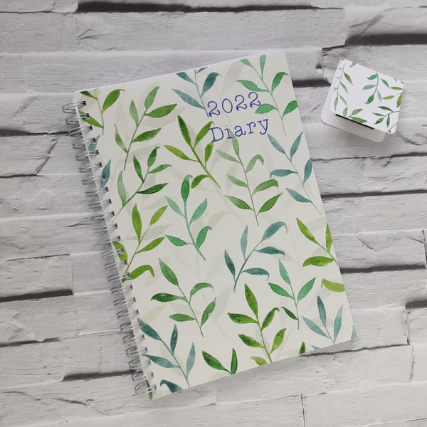2022 Handmade Diary - Watercolour Leaves