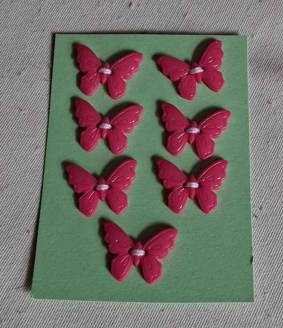 7 PINK BUTTERFLY BUTTONS
