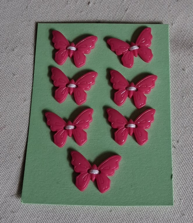 7 PINK BUTTERFLY BUTTONS