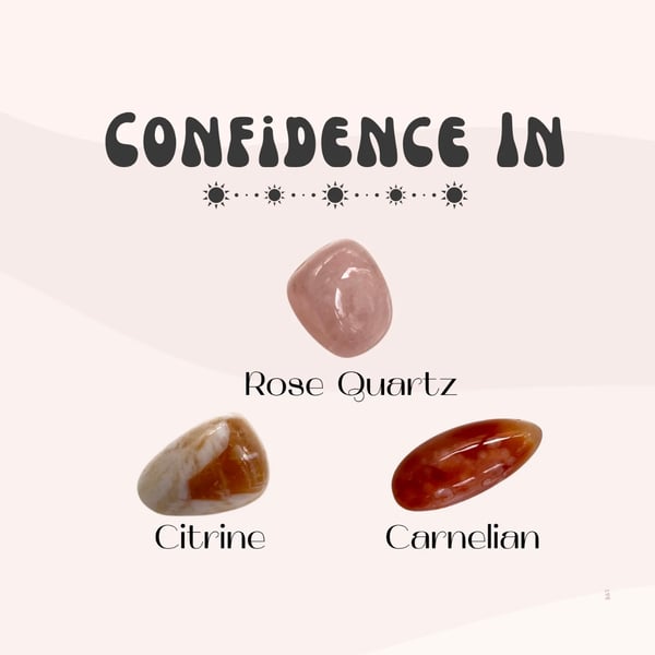 Confidence In 3 Tumble Stone Crystal Gift Set Rose Quartz Citrine Carnelian