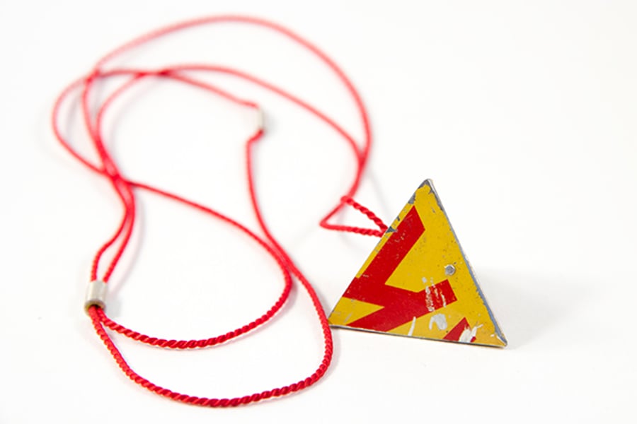 Pyramid Yellow Tin Necklace  