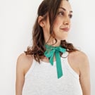 Handmade Skinny Silk Scarf in Clover Green