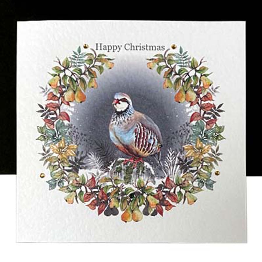  A Luxury Christmas Partridge Garland – Handmade Card 