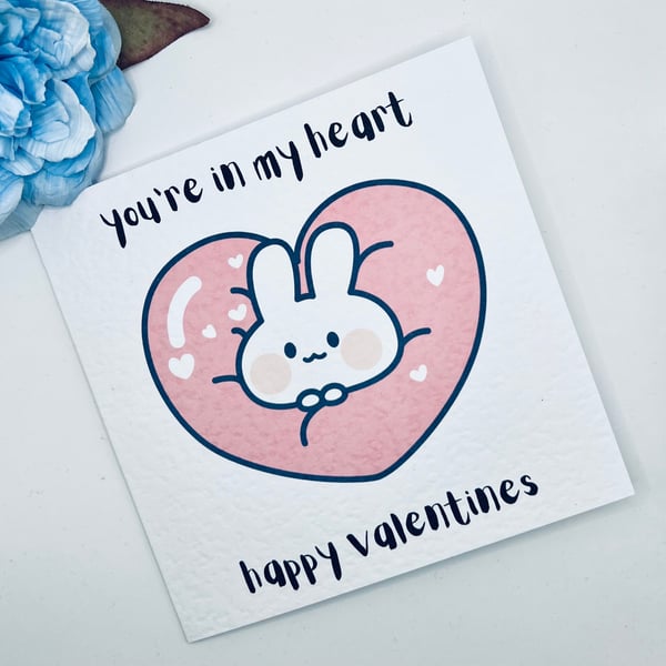 Valentines Rabbit Heart Card
