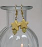 Butter yellow howlite star and agate bead earrings with gold coloured ear wires  - Image 2