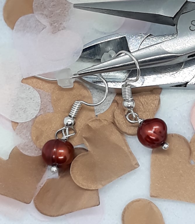  Reddish brown fresh water pearl drop