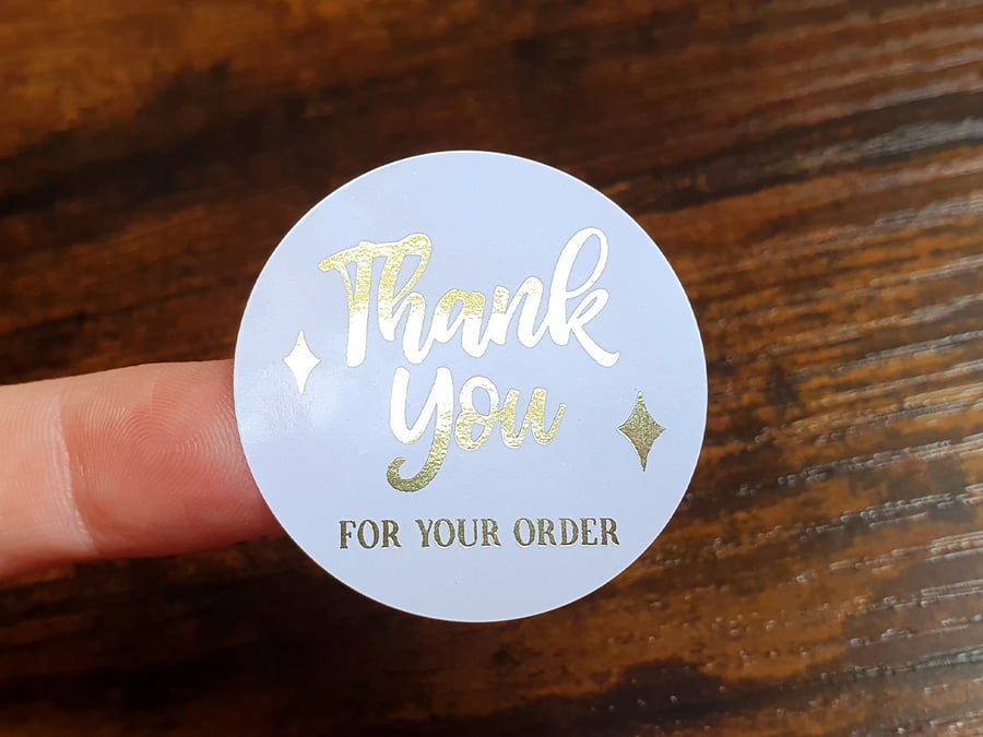 35 x Foil Thank You Stars 37mm Stickers - Small Business Thank You Labels