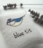 freehand embroidered lavender bag sachet hanging decoration BLUE TIT - Image 3