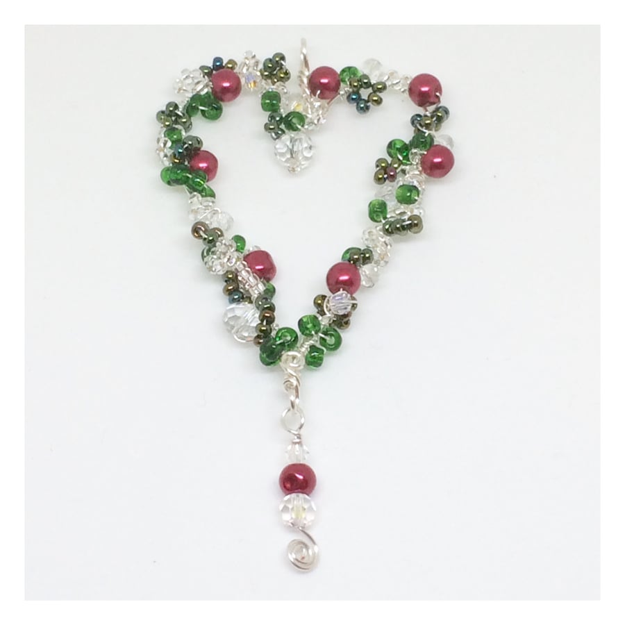 Christmas Beaded Heart Decoration