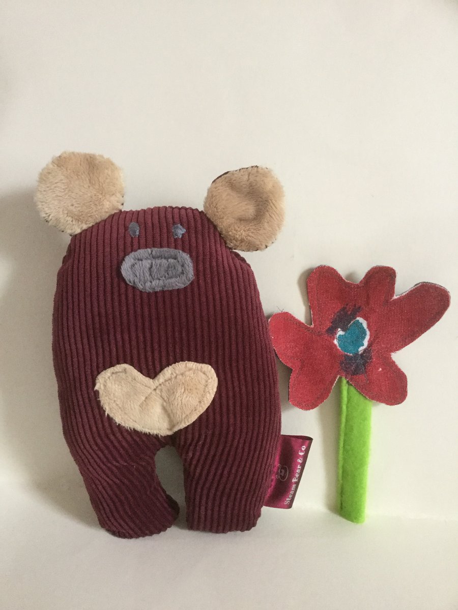 Sherbet Bear with gold heart handmade soft toy, gift, nursery