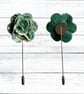 Flower Lapel Pin, Green Flower,  Wedding Buttonhole, Boutonniere  - Image 3