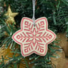 Ceramic snowflake tag (pink)