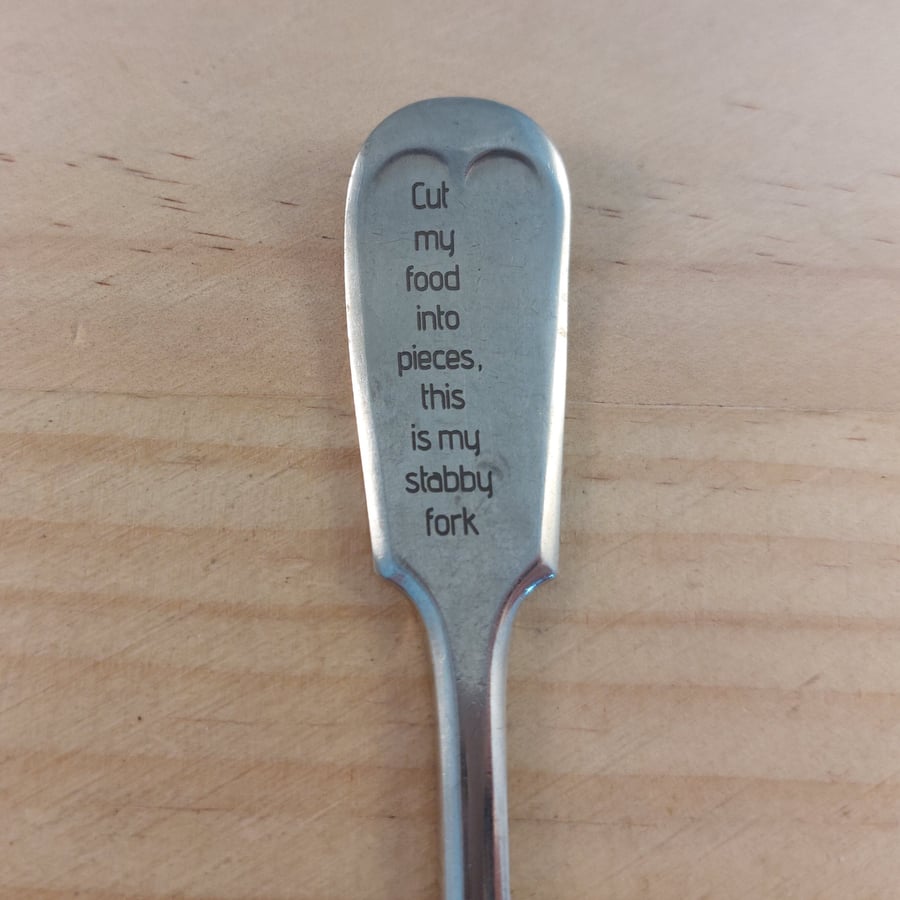 Upcycled Silver Plated Rock Music Themed Engraved Table Fork (SPM052601)