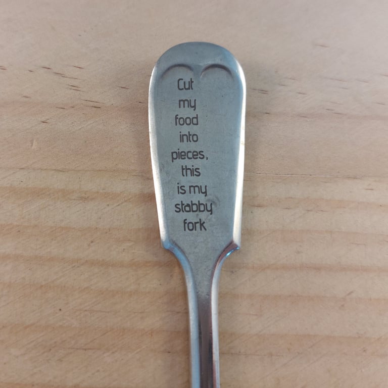 Upcycled Silver Plated Rock Music Themed Engraved Table Fork (SPM052601)