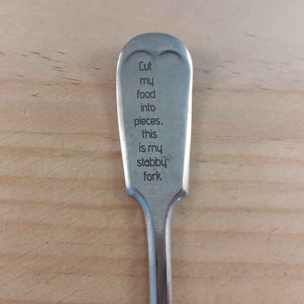 Upcycled Silver Plated Rock Music Themed Engraved Table Fork (SPM052601)