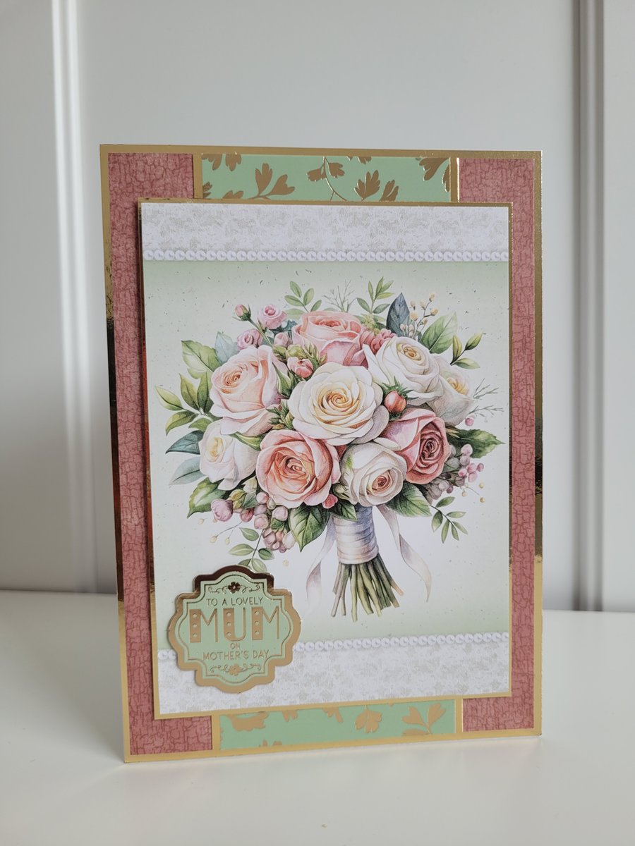 Mother's Day Card - Elegant Floral Mother’s Day Card for Mum - Rose Bouquet