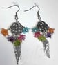 Silver Tone Multi coloured Boho Style Dangly Earrings - Image 1