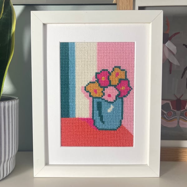 Contemporary Cross Stitch Kit  - Flower Pot in the Corner 