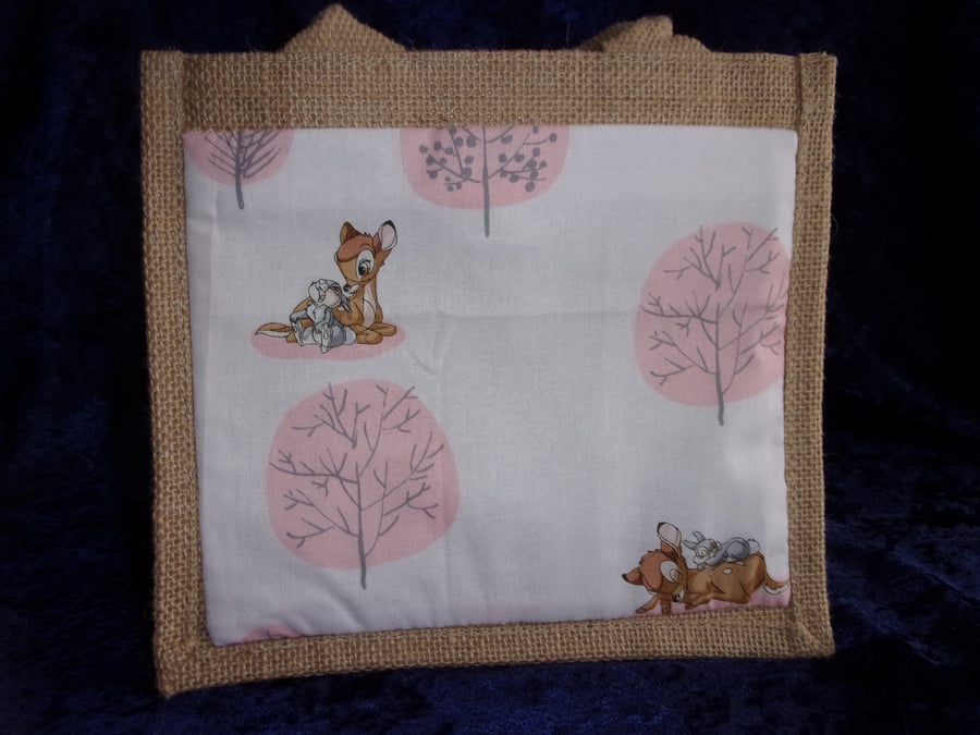 Small Jute Bag with Bambi & Thumper