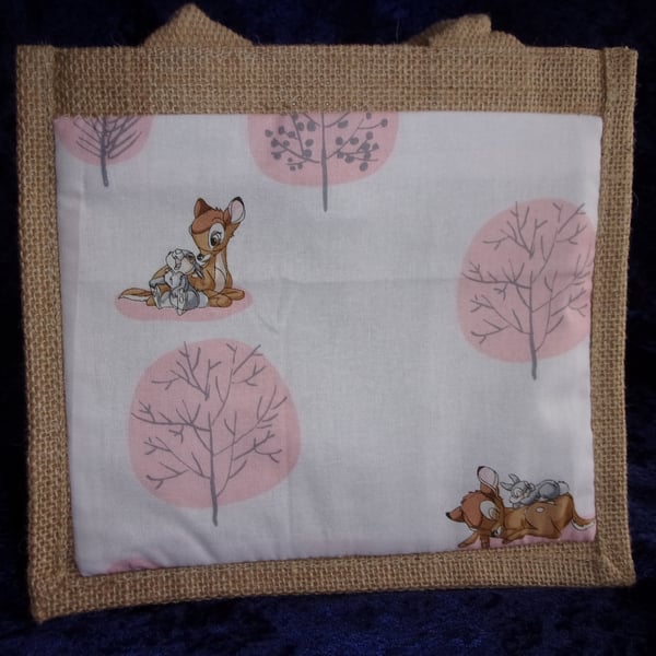 Small Jute Bag with Bambi & Thumper