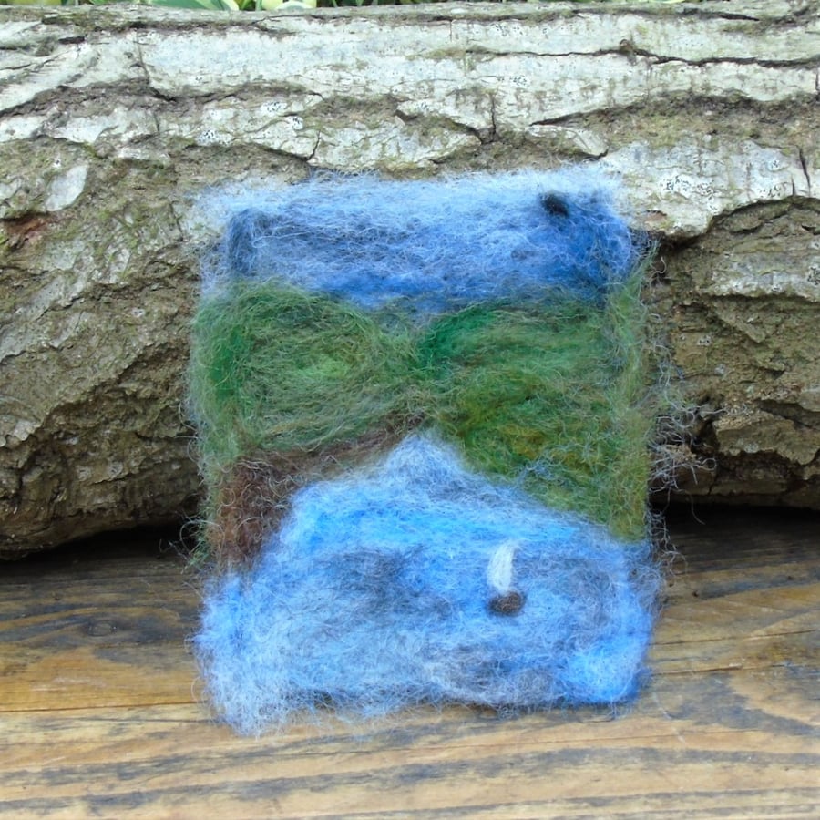 Needle felted picture - Running from The Storm'  4 x 3 ins 