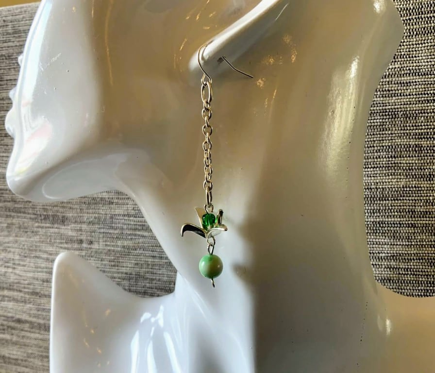 Origami crane bird earring