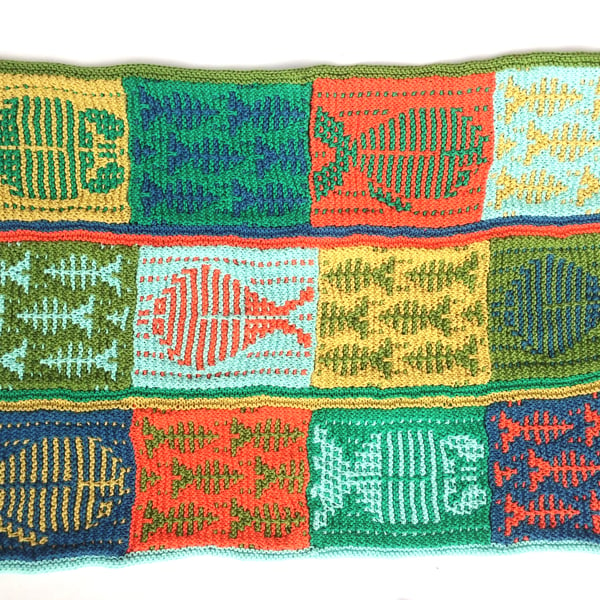 Fishes Baby Blanket or Bath mat knitting kit