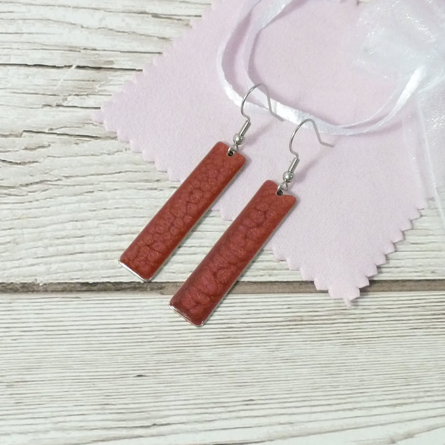 Deep Red minimalist drop earrings, lightweight colourful earrings