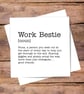 Work Bestie Definition Card - Birthday, Thank you, personalised, blank inside