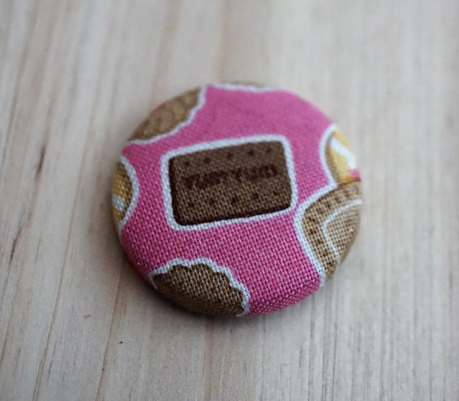 SALE Chocolate Biscuit  Fabric Badge 