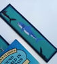 Shark bookmark- textile bookmark in aqua blues and navy - Image 1