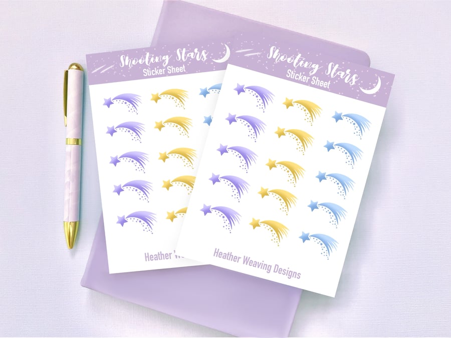 Shooting Star Planner Sticker Sheets, Calendar Stickers, Daily Planner Stickers.