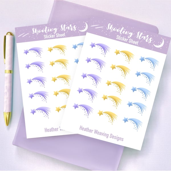 Shooting Star Planner Sticker Sheets, Calendar Stickers, Daily Planner Stickers.