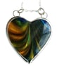 Bowlerite Heart Necklace Sterling Silver Blue & Yellow Pearlescent Handmade - Image 3